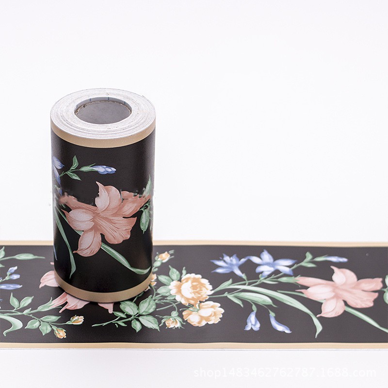 Cuộn 10m len dán viền tường keo sẵn hoa ly keo sẵn (cao 10cm)