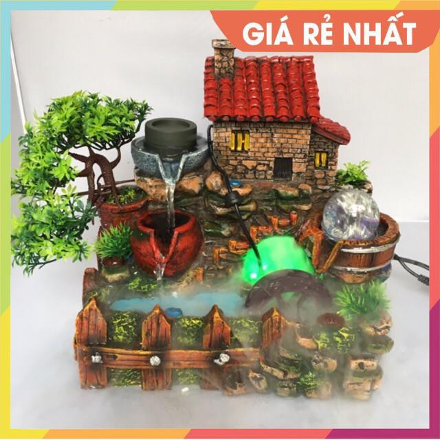 ( ĐẸP - GIÁ RẺ) Thác nước phong thủy mini sân vườn - Mẫu thác nước tài lộc gốm sứ hòn non bộ, kèm bơm điện, quả cầu đẹp!