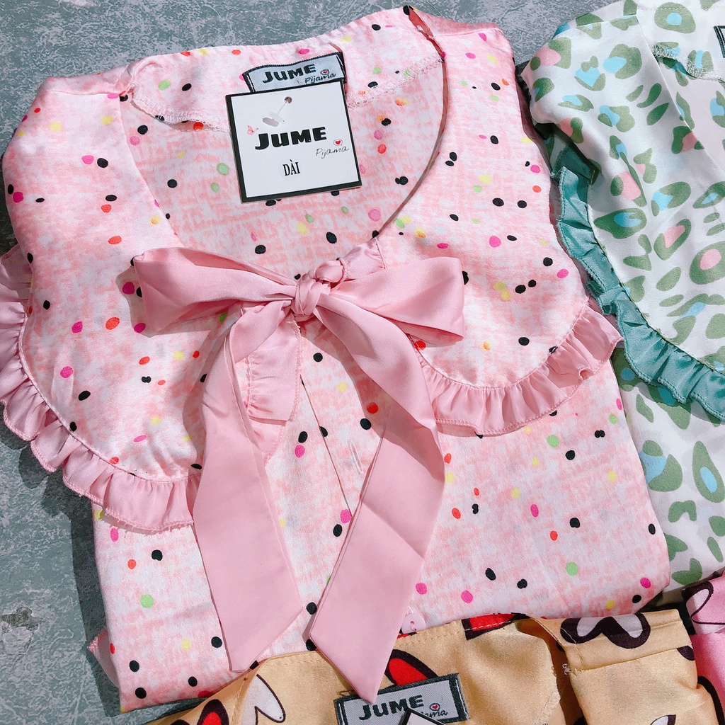 Bộ đồ Pijama cổ bèo dài tay chất satin đẹp