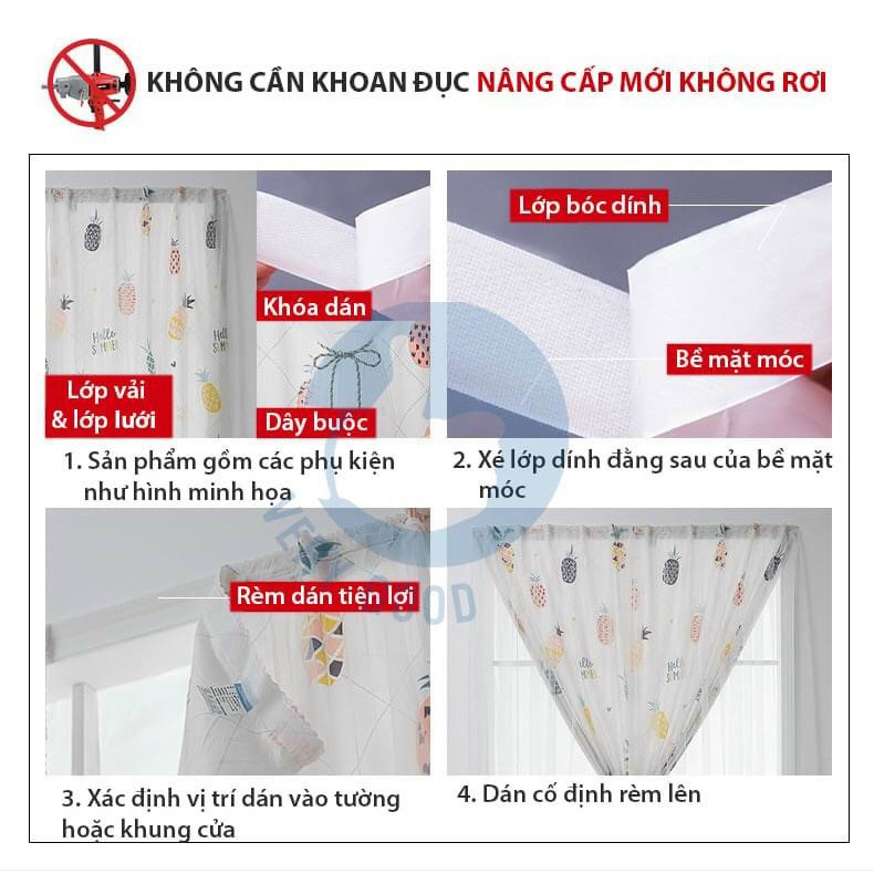 Rèm cửa dán tường chống nắng, rèm cửa dán trang trí cửa sổ - phòng khách dễ dàng lắp đặt không khoan đục Levika