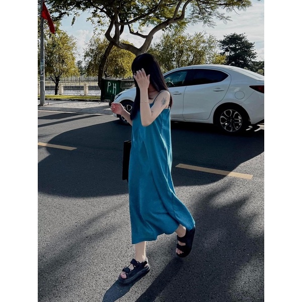 𝙏𝙝𝙮𝙩𝙝𝙮 𝘿𝙧𝙚𝙨𝙨 - Đầm midi linen