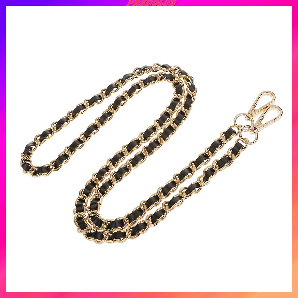 [Predolo2] Dây Xích Đeo Túi Xách Bằng Da Kim Loại Màu Xám + Đen