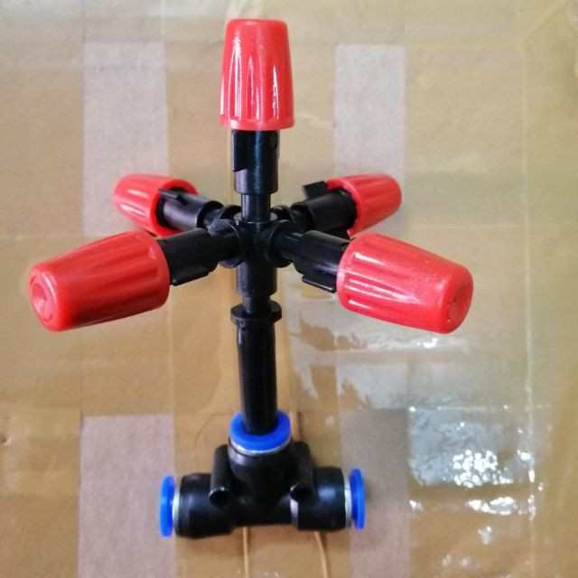 Đầu phun sương 5 hướng kèm tê nối nhanh 8mm