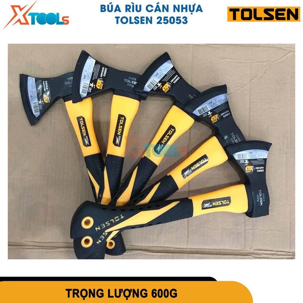Rìu cán nhựa Tolsen 25053, búa rìu TOLSEN đầu nặng 600g, rìu dài 30cm chất liệu thép carbon siêu cứng[CHÍNH HÃNG][XTOOLS