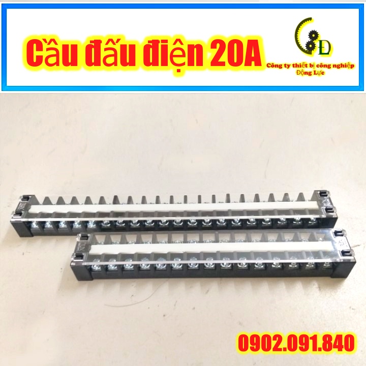 Cầu đấu điện 10A, 20A 15, 20 chân, mắt, pha 1 cái Korea Domino terminal block chia dây điện hàng nhập khẩu Hàn Quốc