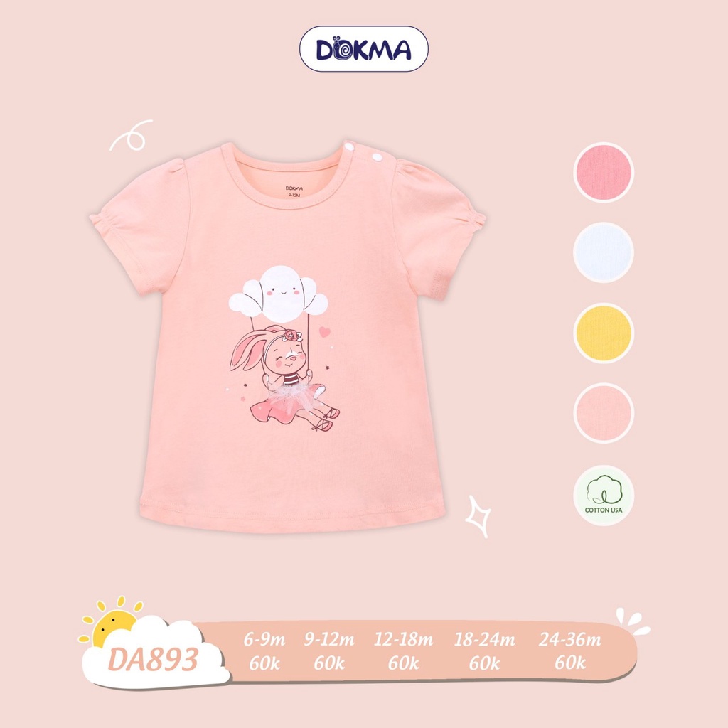 Áo cộc tay cài vai bé gái Dokma DA893 (Sz 9-36m)
