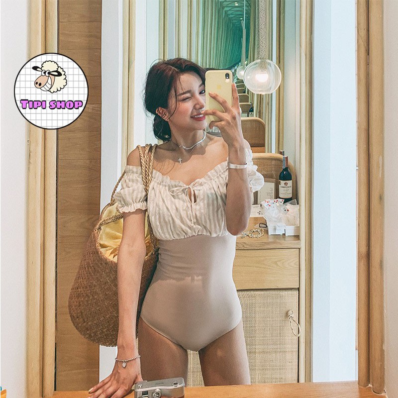 Bộ bikini cao cấp dài tay thắt nơ ngực JiWhite