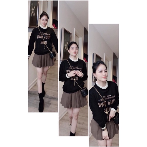 ÁO NỈ PHỐI CỔ REN TRẮNG CHỮ HOA NỔI SIÊU XINH | BigBuy360 - bigbuy360.vn