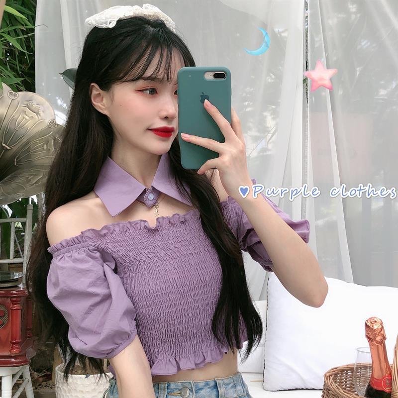 Cổ Phiếu Sẵn SàngAh F & X Áo Sơ Mi Cổ Một Bên Vai Tay Phồng Ngắn Có Thể Tháo Rời Thời Trang Mùa Hè 2022 Dành Cho Nữ