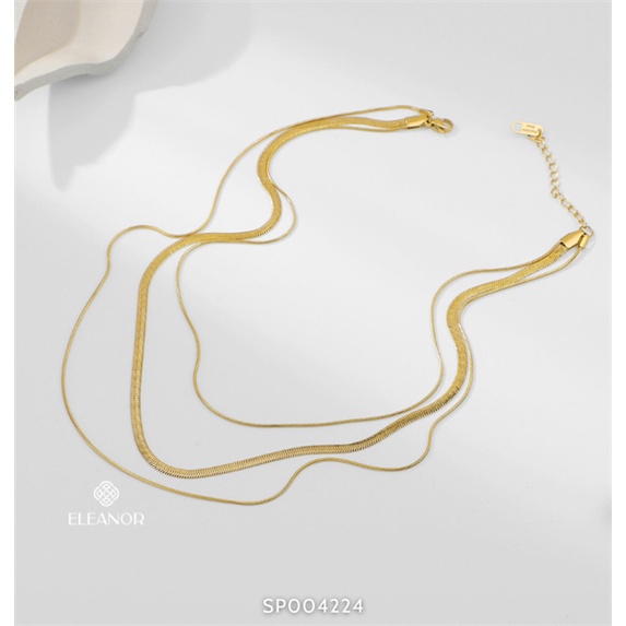 Dây chuyền layer nữ titan Eleanor Accessories thiết ba sợi mảnh basic phụ kiện trang sức 4224