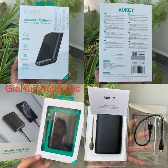 Pin sạc dự phòng AUKEY PB-Y39 15.000mAh PD 3.0/QC 3.0 18W