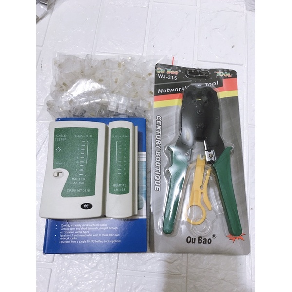 Combo Kiềm bấm mạng + hộp test mạng + 100 hạt mạng COB xịn
