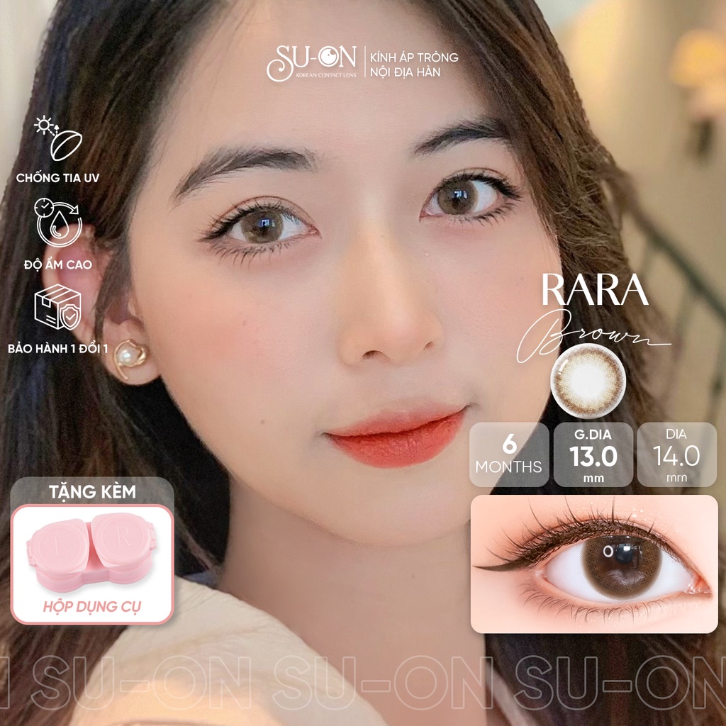 Lens cận nâu tự nhiên RARA BROWN, kính áp tròng Hàn Quốc chính hãng Olens 14mm, nâu caramel siêu êm 6 tháng
