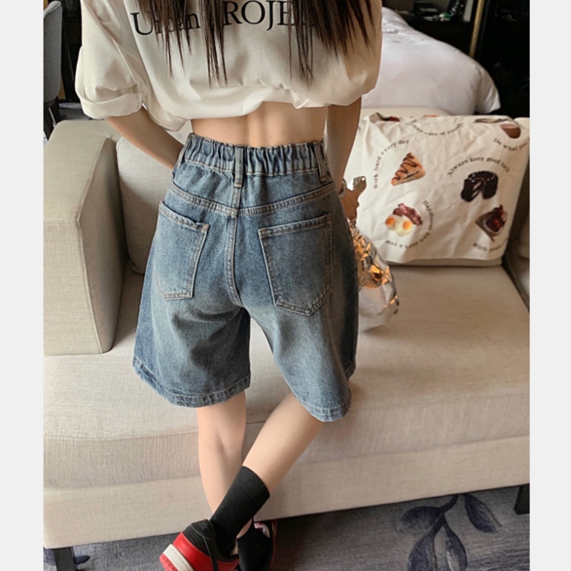 Quần Short Denim Dáng Rộng Thời Trang Mùa Hè Cá Tính Cho Nữ