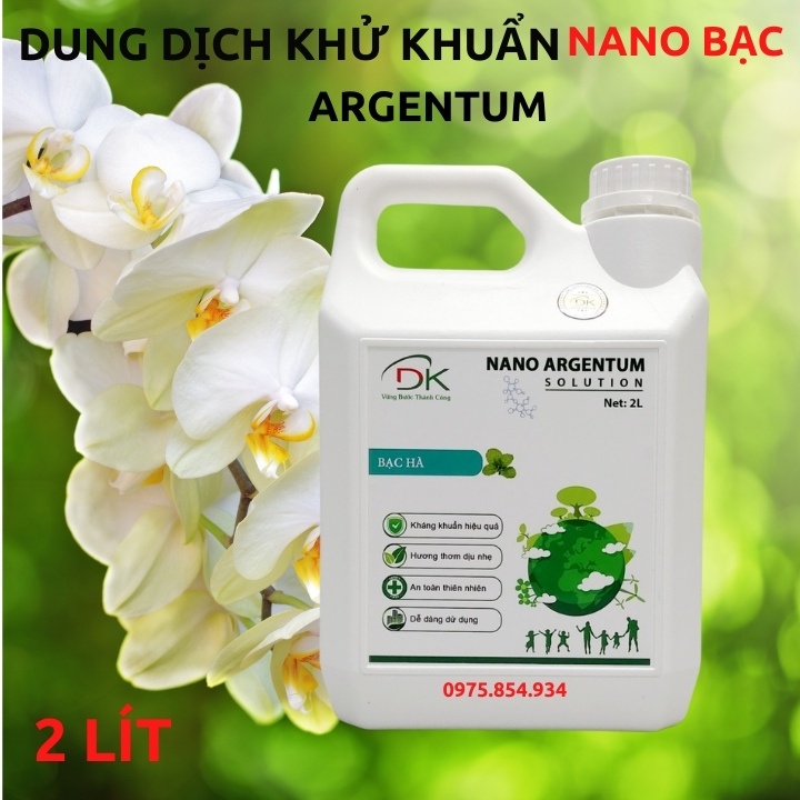 Can 2 Lít Dung dịch Nano bạc khử khuẩn khử mùi ô tô phòng ở chuyên dụng cho máy xông phun khói chính hãng ARGENTUM