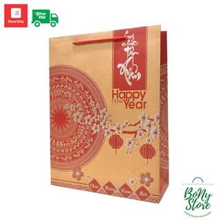 Túi giấy kraft đựng quà Tết, túi quà tặng Chúc mừng năm mới giấy Kraft
