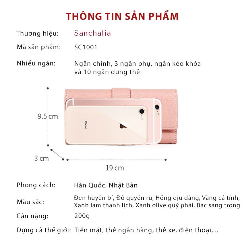 [Mã WABRWB24 giảm 30K đơn 99K] Ví nữ dài cầm tay chính hãng Sanchalia Forever - SC1001 | BigBuy360 - bigbuy360.vn
