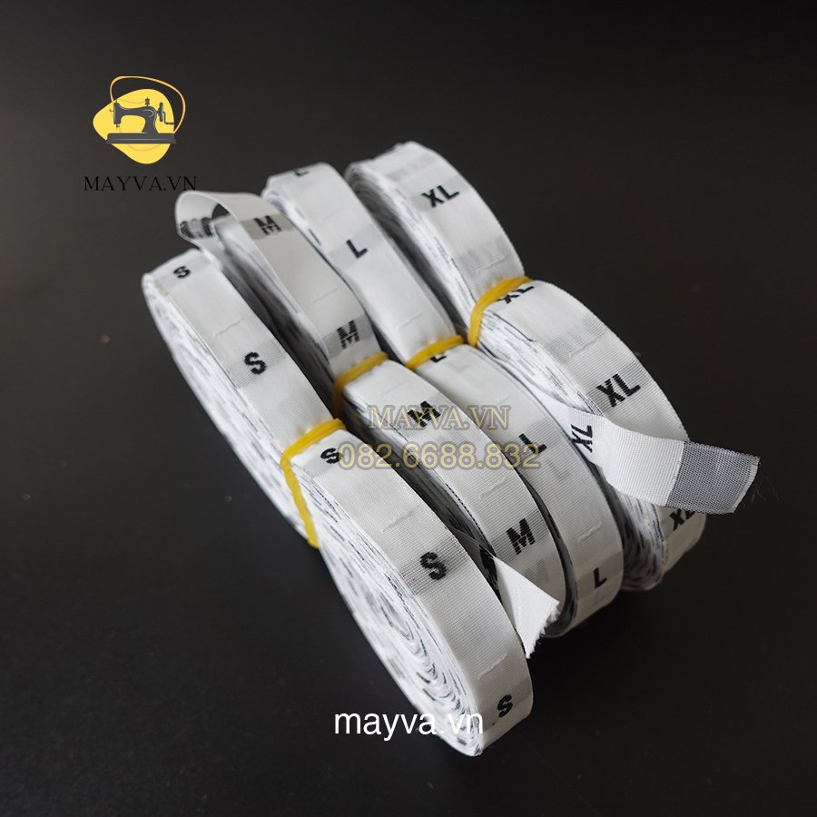 Mác vải size chữ S, M, L, XL