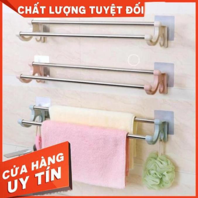 [Siêu Sale] Kệ vắt khăn 2 thanh inox Dính tường siêu chắc Không Cần Khoan Tường K127