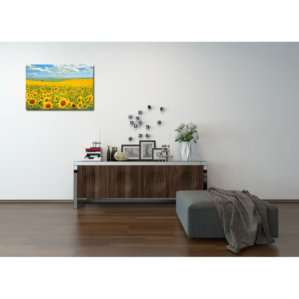 Tranh treo tường HD Cánh đồng hoa hướng dương CV0469 KT 45 x 30 cm
