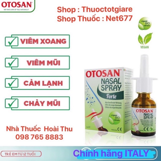 [ Kèm Quà Tặng ] Xịt mũi OTOSAN Spray Forte - Xịt mũi, thông mũi tự nhiên ( Nhập khẩu Chính hãng ITALY )