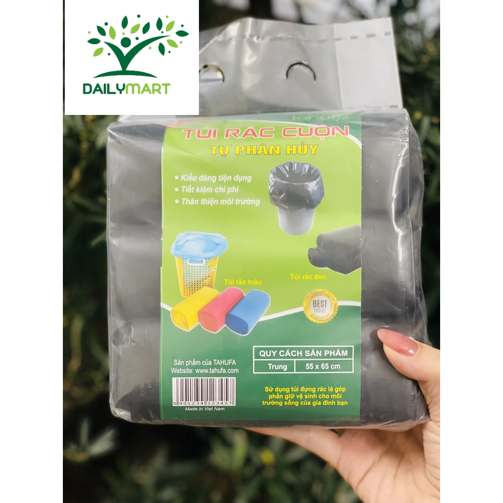 Túi Nilon Bóng Đen Dạng Cuộn Đựng Rác Tự Phân Huỷ TAHUFA/DAILY