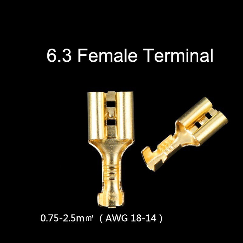 Set 100 đầu nối dây điện 6.3mm bằng đồng cho dây loa Xe Hơi , Ô tô