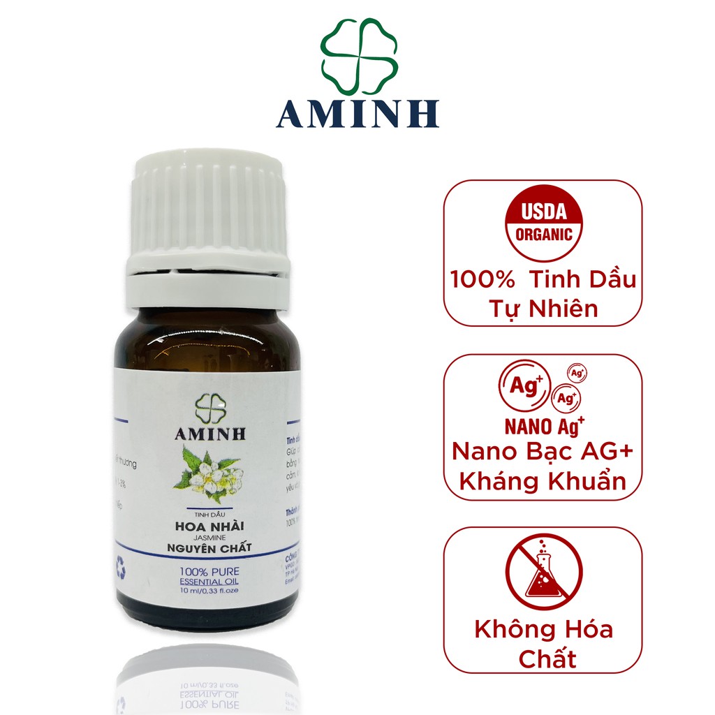 Tinh Dầu Thiên Nhiên Hoa Nhài Cao Cấp AMINH Lọ 10ml Tinh Dầu Thơm Giúp Thư Giãn Cải Thiện Chất Lượng Ngủ Nhập Khẩu Ấn Độ