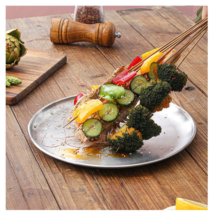 Đĩa tròn bằng thép không gỉ dày dặn phong cách Hàn Quốc