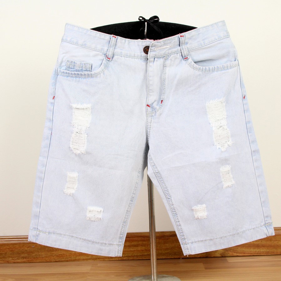 Quần short nam Q32 MĐ trắng xanh cào rách | BigBuy360 - bigbuy360.vn