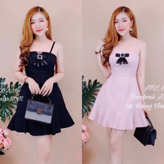 Đầm 2 dây đuôi cá tag nơ tiểu thư
