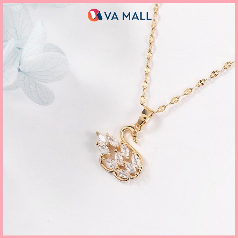 Dây Chuyền Nữ Vòng Cổ Nữ Mạ Vàng Đính Đá Lấp Lánh