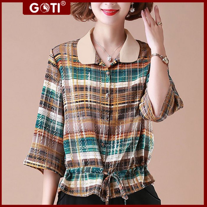 GOTI - Áo Trung Niên Nữ Cao Cấp Vải Lua Mềm Mịn Cổ Bẻ Cho Mẹ U50 U60 3A15 3A07 3A02 3A05