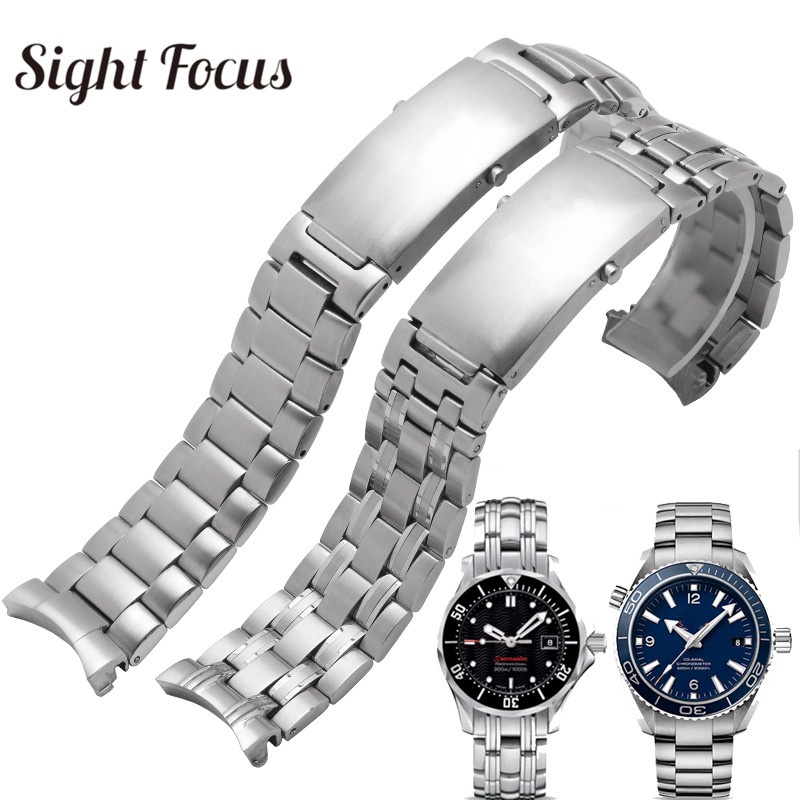 Dây đeo đồng hồ 20mm 22mm cho Omega Seamaster 300 212 210 522 220 231 Dây đeo đồng hồ 215 232 522 Planet Ocean Metal Bracelet Speedmaster Moon Watch Strap 310 311 318 331 332
