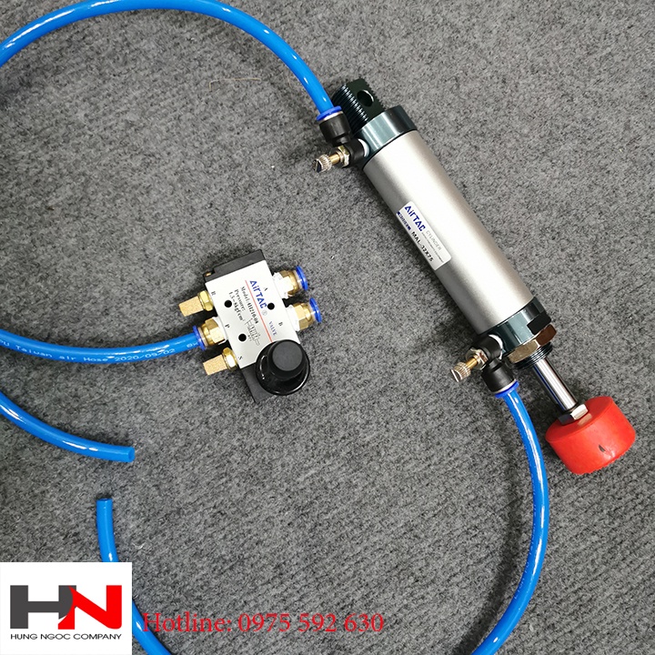 Combo van điều khiển và xi lanh 32*75 đủ phụ kiện lắp ống 8mm