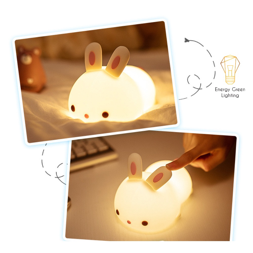 Đèn Ngủ Energy Green Lighting Hình Chú Thỏ Xinh Xắn Dễ Thương WH-A13 - Thay Đổi Màu Sắc Tùy Thích - Silicon Mềm Mại