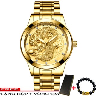 Đồng Hồ Nam FNGEEN Mặt Rồng 3D Phiên Bản Doanh Nhân Dây Thép Không Gỉ Cao Cấp_FULL BOX