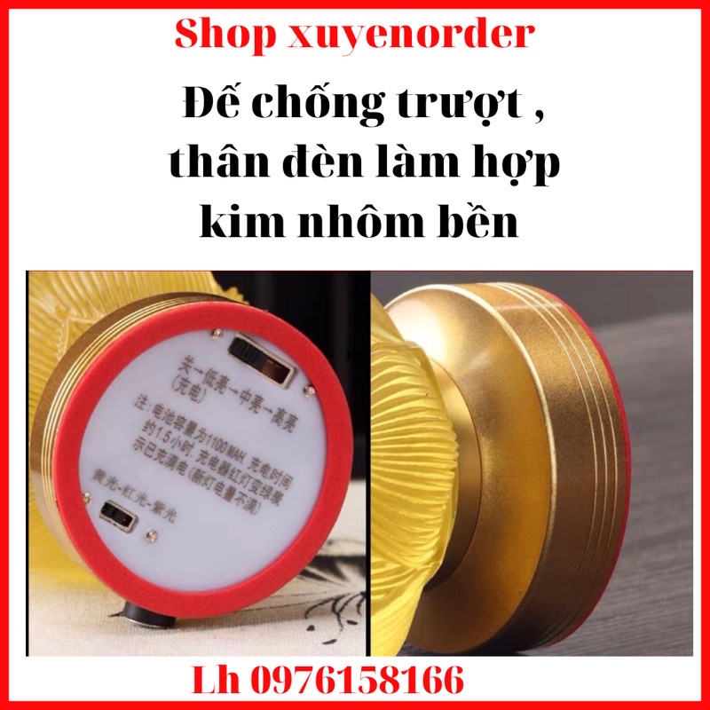 Đèn Led Hoa Sen Tráng men Sạc Pin dùng trang trí bàn thờ Phật Hàng nhập chuẩn cao cấp /giá bán 1 cặp đèn