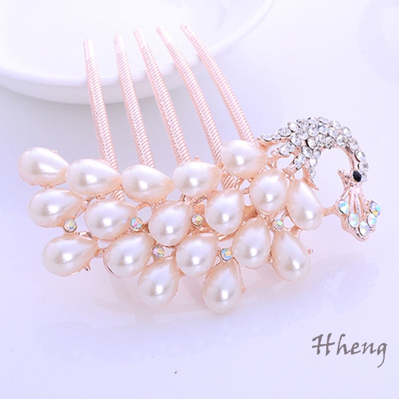 YADORNOS Lược Cài Tóc Cô Dâu Đính Đá Pha Lê Và Ngọc Trai Nhân Tạo Thời Trang
