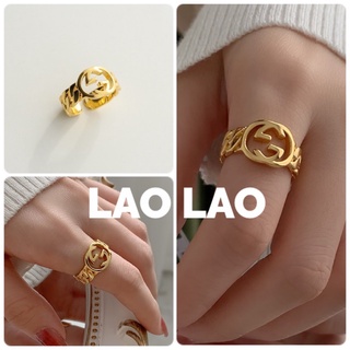 N2- FREESHIP -Nhẫn nữ màu vàng gold GG LAO LAO - Hàng có sẵn ( video+ảnh thật)