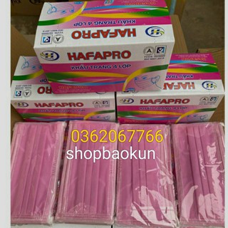 Khẩu trang 4 lớp HAFAPRO  MÀU HỒNG ( 1 hop /50 cai )