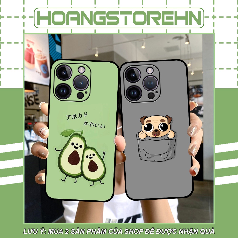 Ốp iphone 14 14 Pro 14 Pro Max 14 Plus in hình quả bơ, hươu, khủng long siêu dễ thương