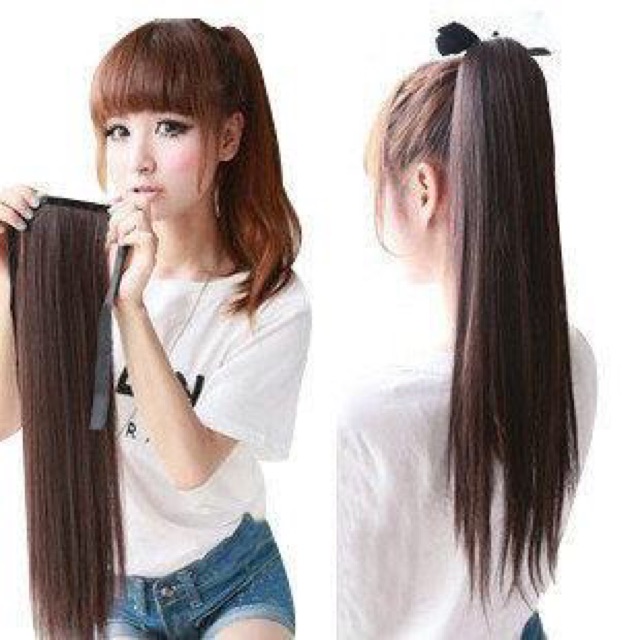 Tóc Giả Cột Đuôi Ngựa Thẳng Bằng Sợi Tơ Nhân Tạo