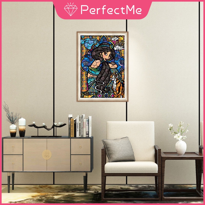 Bộ tranh đính đá 5D họa tiết công chúa jasmine độc đáo DIY dùng trang trí