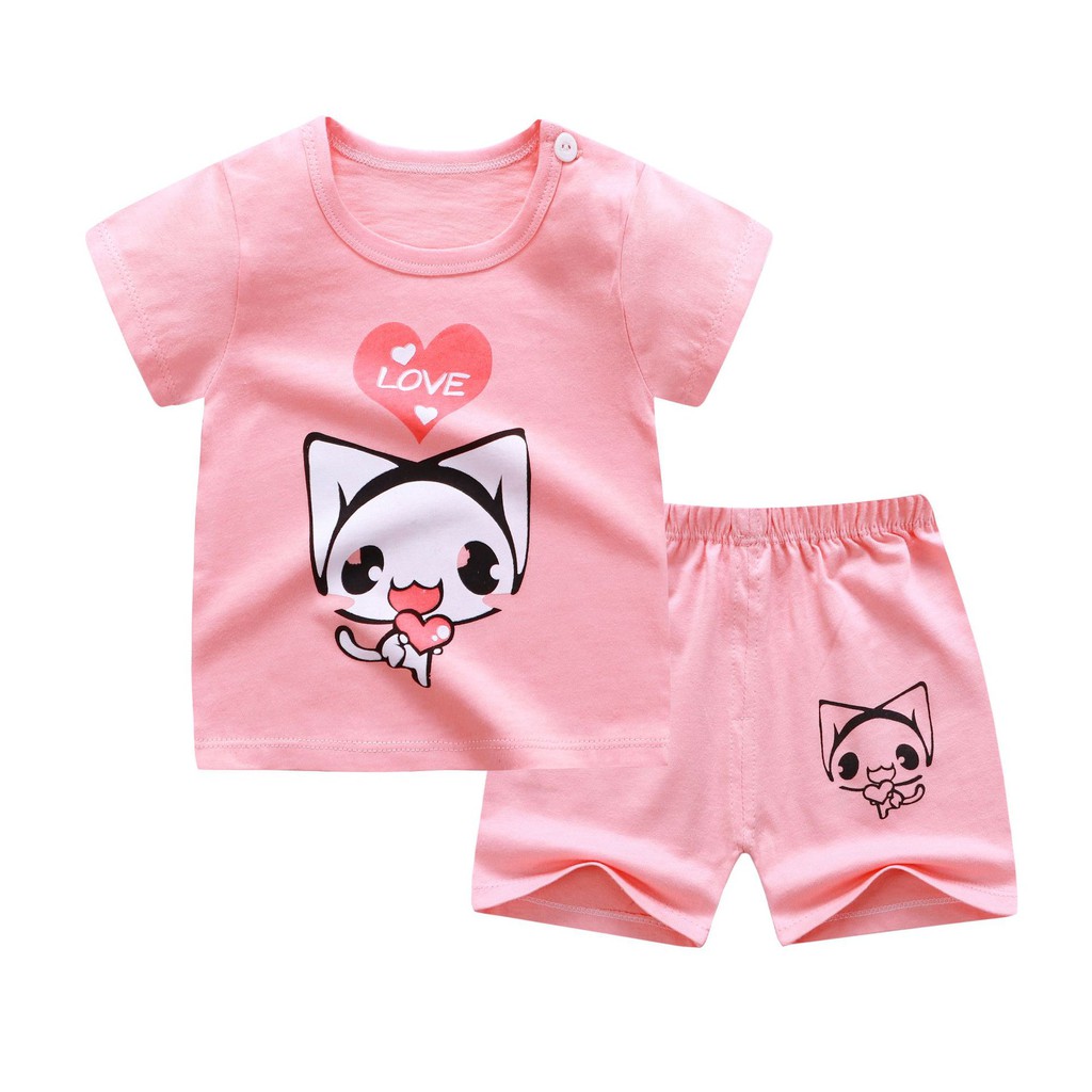 Bộ Áo Thun Cotton Tay Ngắn + Quần 2 Món Thoáng Khí In Hình Hoàng Tử Bé Hoạt Hình 80 90 100 110 120 130 Cho Bé Gái 1-7 Tuổi