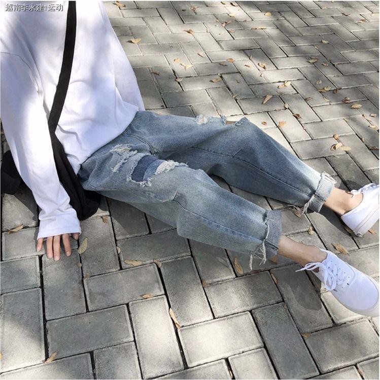 Quần Jeans Dài Rách Gối Thời Trang Dành Cho Nam