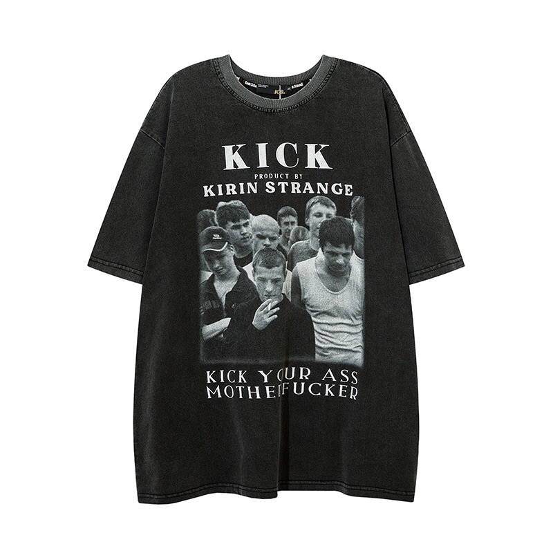 Áo thun chất cotton co dãn 4 chiều in hình anh em đường phố phong cách bụi bặm - KICK tee