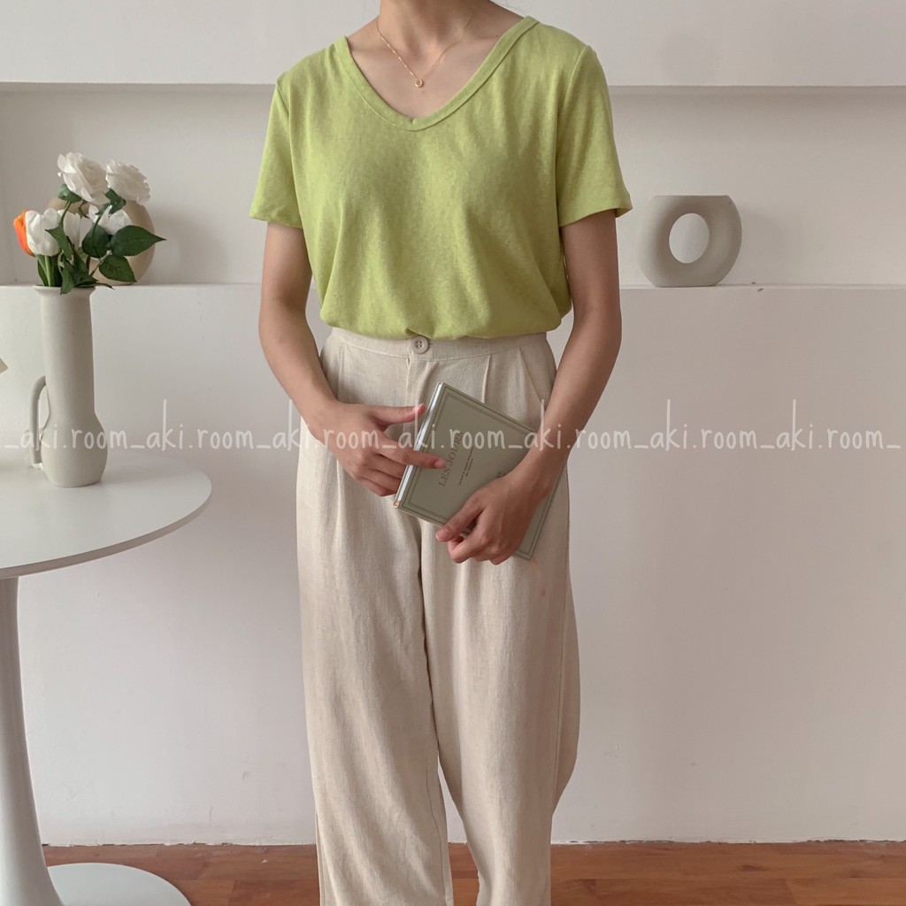 Quần suông đũi cạp một cúc lưng chun