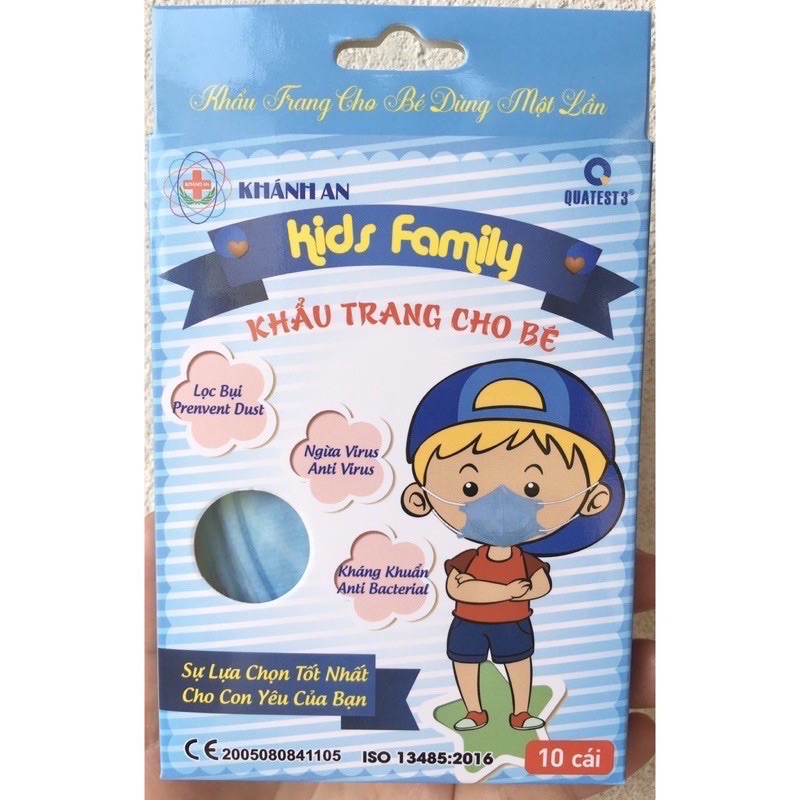 Khẩu trang 3D trẻ em Khánh An (Hộp 10 cái) Kids Family | BigBuy360 - bigbuy360.vn