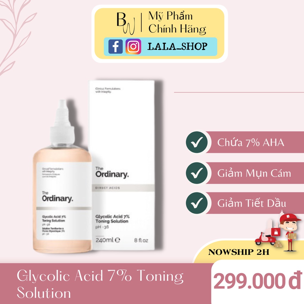 Toner Ordinary tẩy da chết 240ml Glycolic Acid 7% Toning Solution The Ordinary